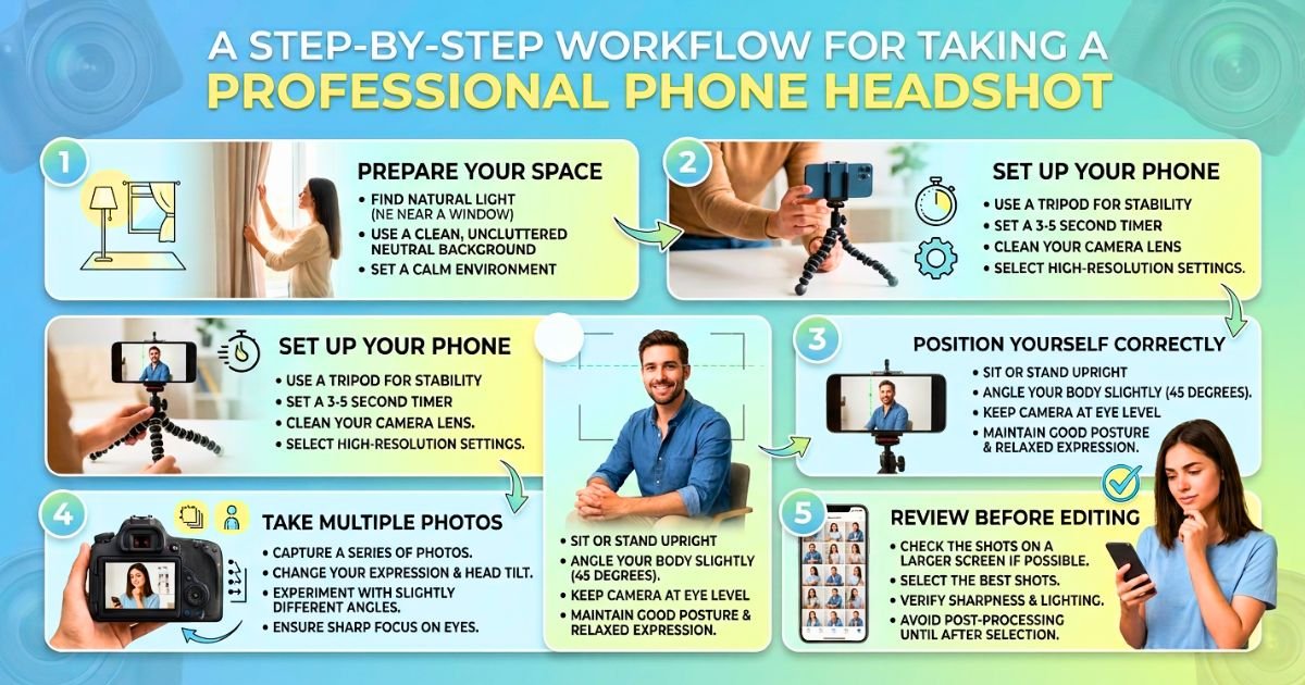 A Step-by-Step Workflow for Taking a Professional Phone Headshot